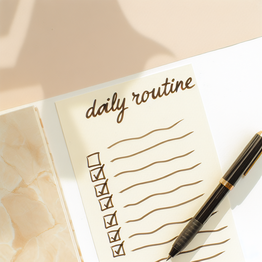 Handwritten daily routine checklist